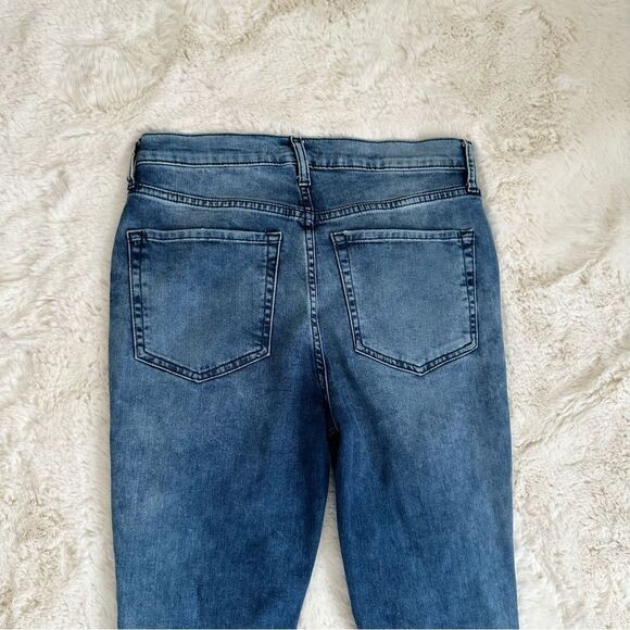 Free People FP Slightly acid wash size 30r blue skinny jeans w holes in knees - Picture 5 of 7